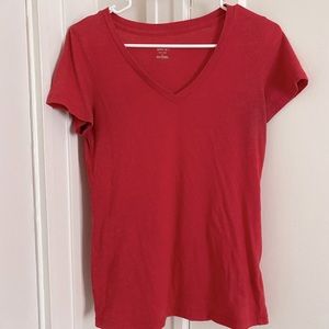 Red v-neck t-shirt